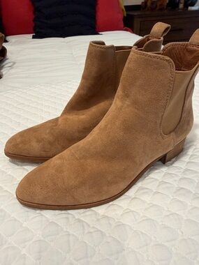 Suede Chelsea Booties - Tan